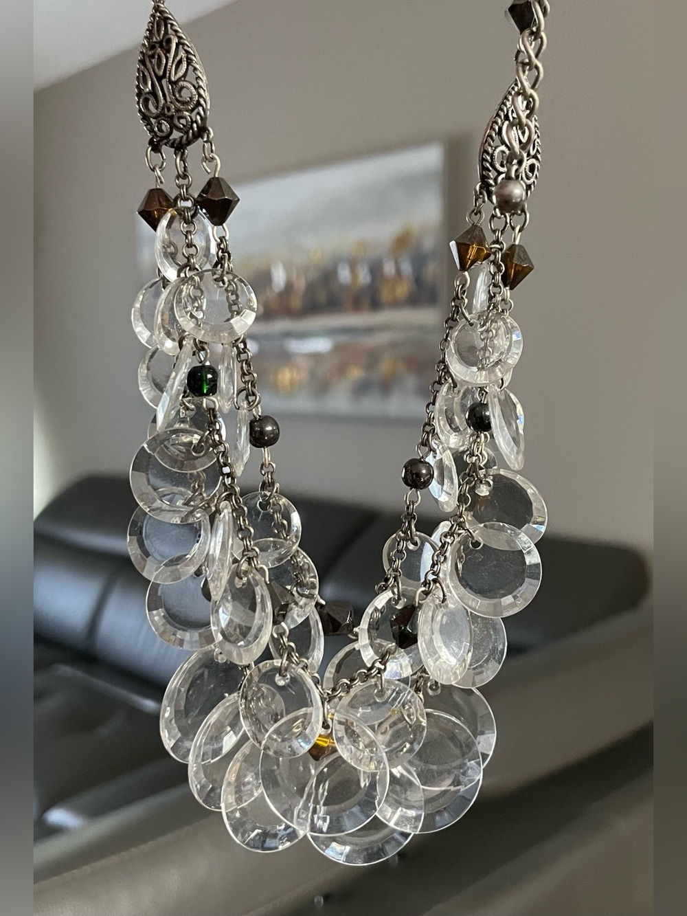 Chico's Silver-Tone Clear Disc Multi-Strand Necklace